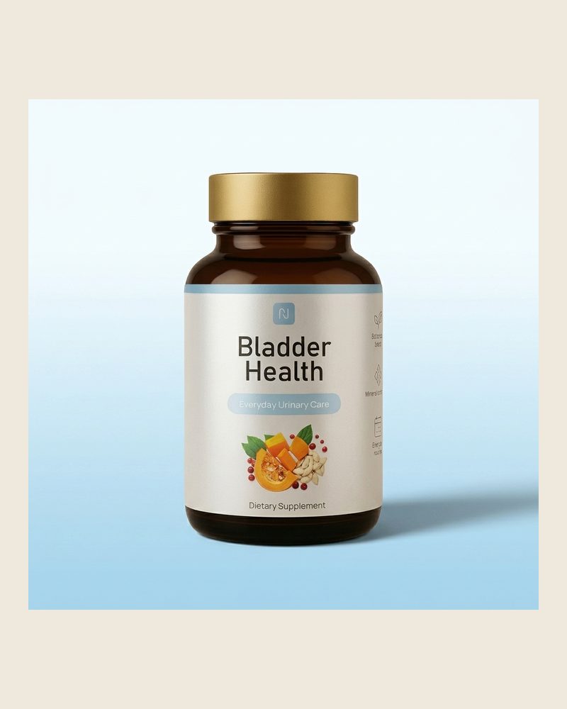 Bladder Health – Braunglasdose mit goldenem Deckel