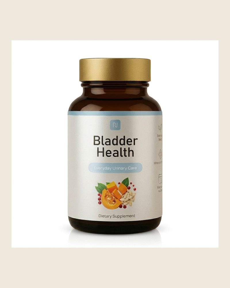 Bladder Health – Braunglasdose mit goldenem Deckel