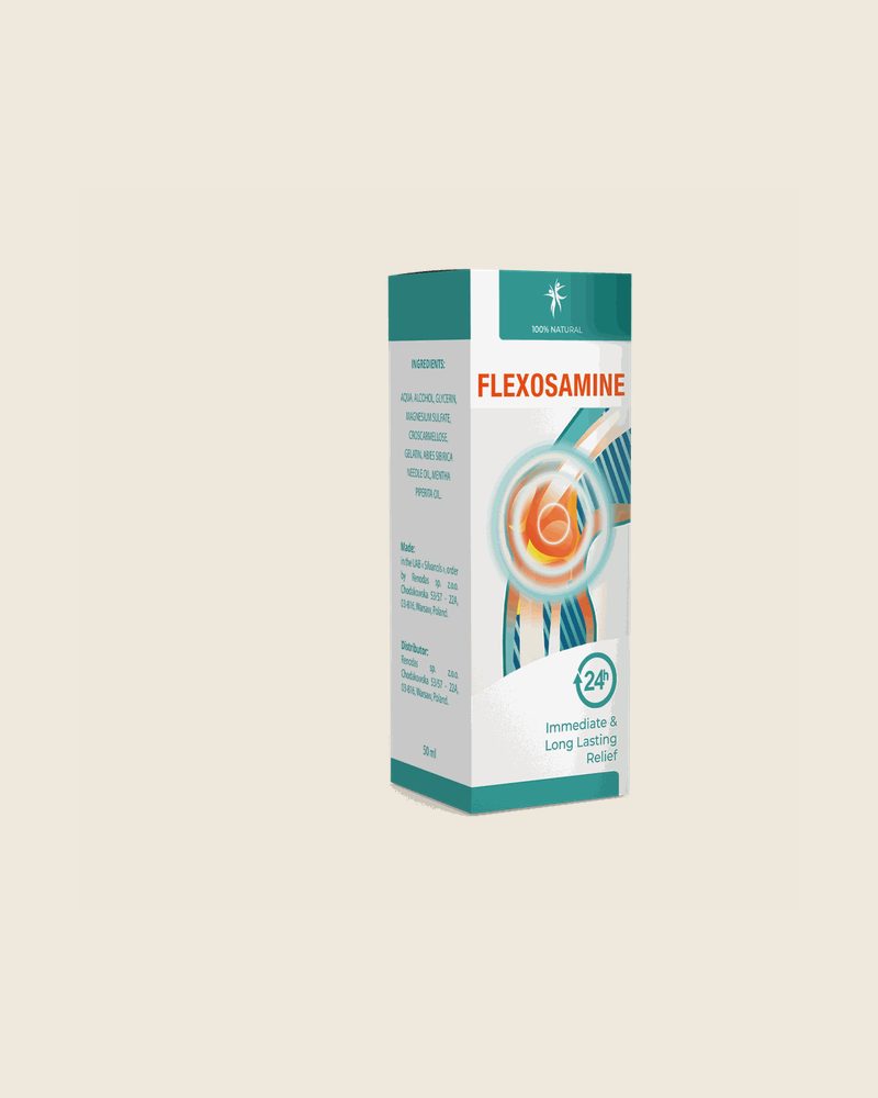 Flexosamine Gel – weiße Pumpflasche mit türkisfarbener Faltschachtel