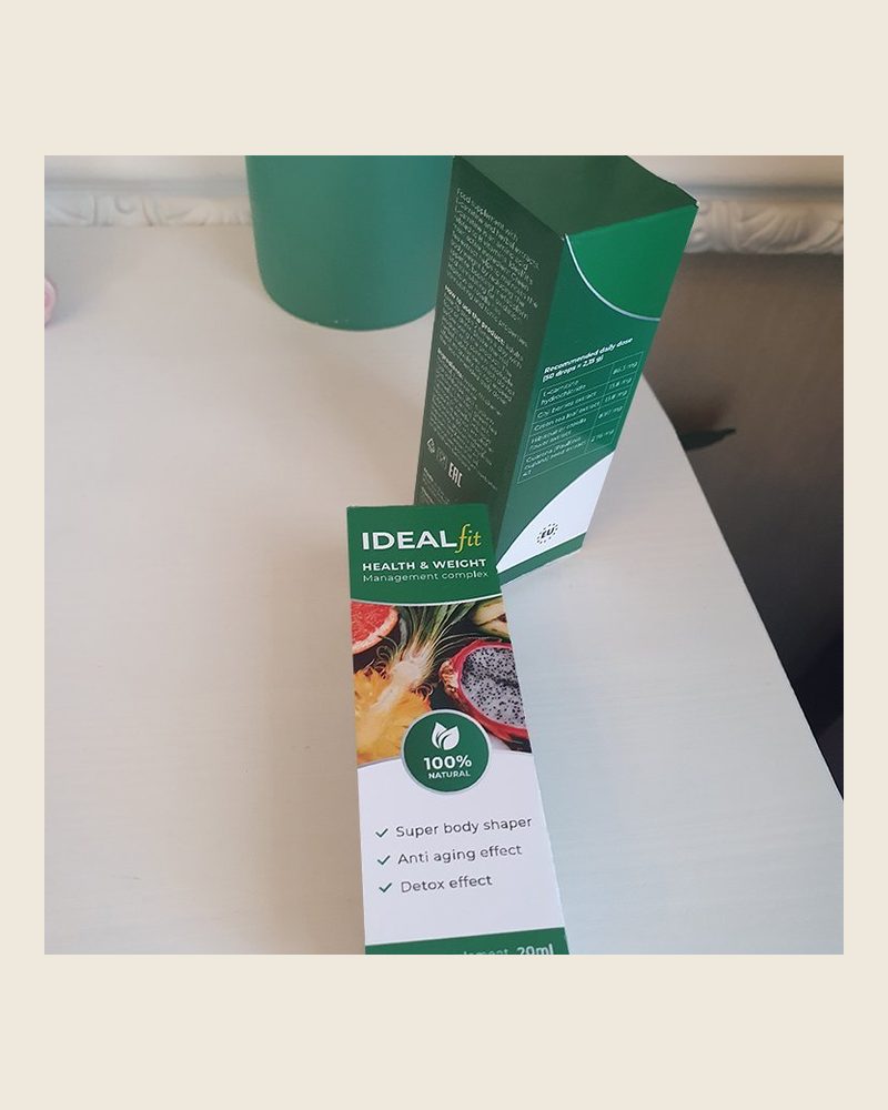 IdealFit Tropfen – Braunglasflasche mit Pipette und Faltschachtel