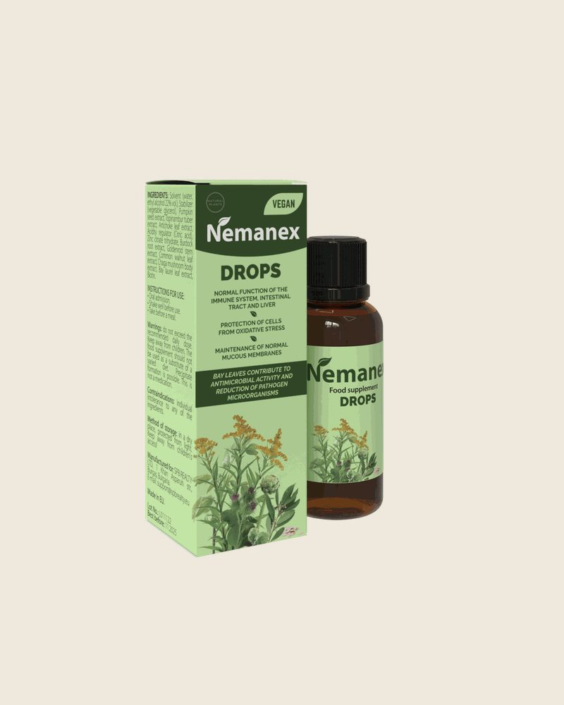 Nemanex – Braunglasflasche mit veganen Kräutertropfen